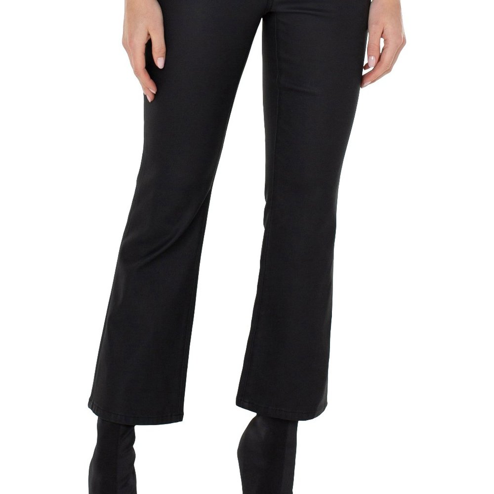 NWT Liverpool Hannah Coated Crop Flare Jeans In Black - Picture 2 of 7